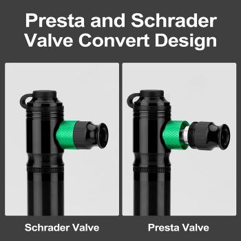 Preview: ROCKBROS | Aluminium Minipumpe – 110 PSI Hochdruck Luftpumpe für Presta & Schrader Ventile mit CO2 Kartusche